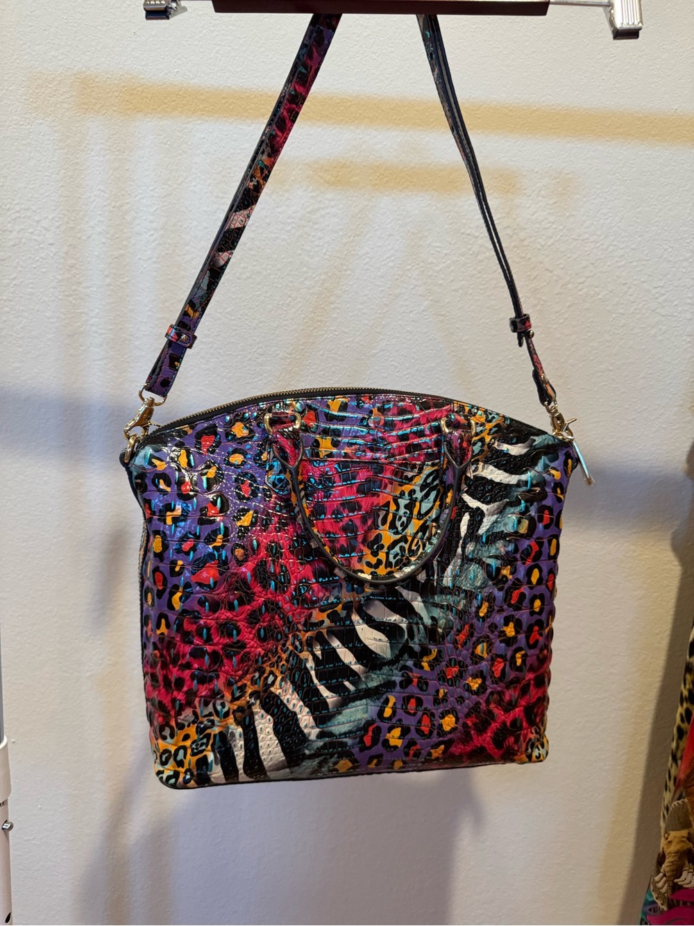 $345 BRAHMIN Metallic Sheen Duxbury Melbourne in STAMPEDE!